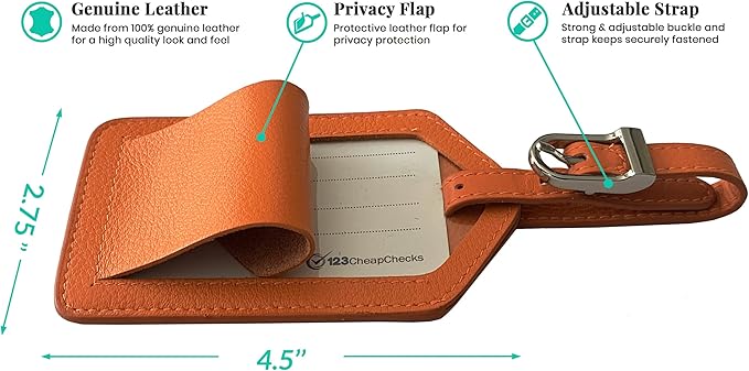Personalized Monogrammed Leather Luggage Tags - 3 Pack