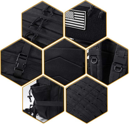 QT&QY 25L/45L Military Tactical Backpack For Men Molle Daypack 3 Day Bug Out Bag Hiking Rucksack With Bottle Holder