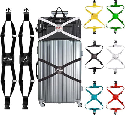 Personalized Luggage Straps Bag Bungee, Custom Luggage Straps for Suitcases - Add a Bag Securely, Burst-Proof Elastic Travel Strap, High-Vis Luggage Connector Straps Adjustable 28"-95" (1)