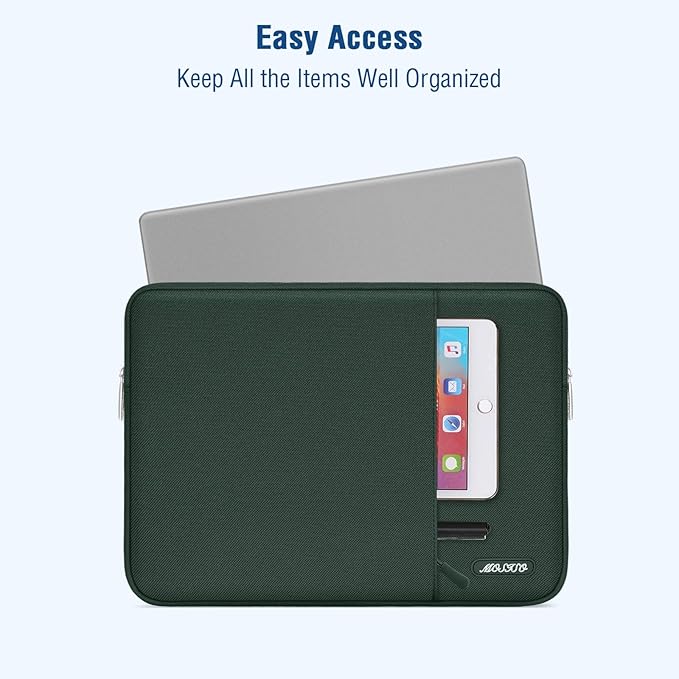 MOSISO Laptop Case 13.3 inch, 13-13.3 inch Laptop Sleeve Compatible with MacBook Air/Pro 13/Pro 14 M5 M4 M3 M2 M1, HP Dell ASUS Lenovo,Polyester Vertical Computer Sleeve Bag with Pocket,Midnight Green