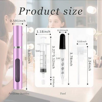 2 Pack Refillable Mini Perfume Atomizer Bottle，Portable Separate Bottles，Travel and Outings Spray Boxes Dispensers 5ml/0.2oz (Purple)