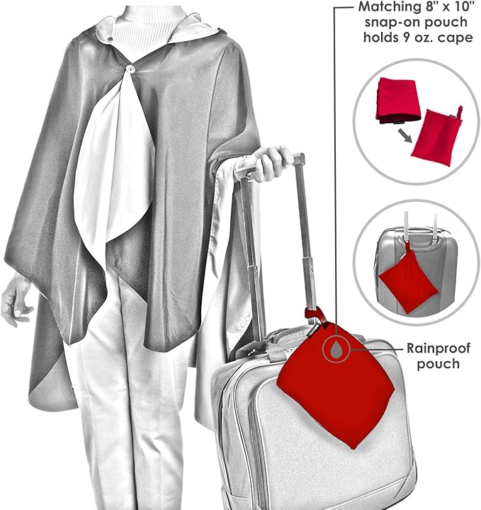 RainCaper Womens Rain Cape Poncho Coat Jacket with Hood Reversible Gorgeous Ultrasoft