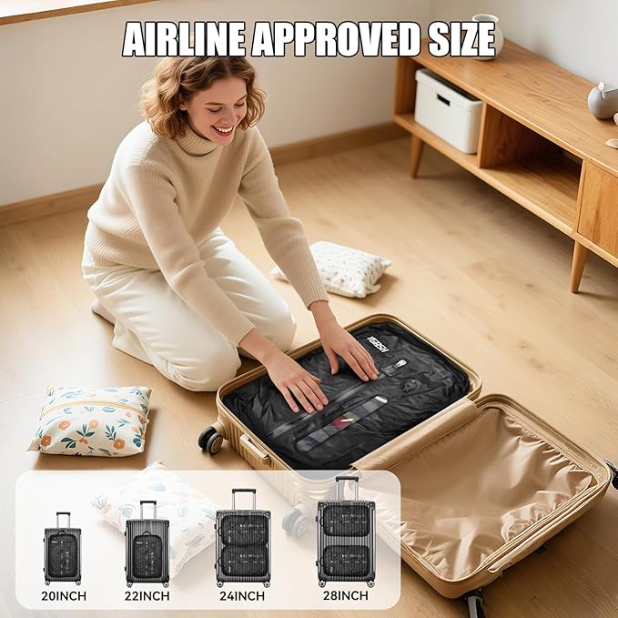 36L Vacuum Bags for Travel, 2Pcs Waterproof Compression Bags with Wireless Lockable Pump, Reusable Vacuum Packing Cubes Compatible with Suitcase, Luggage, Backpack (2PCS + Pump + Shoulder Strap)