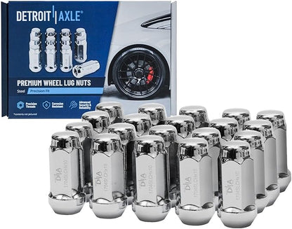 Detroit Axle - 12.99" Rear Drilled Brake Rotors Wheel Hubs + 20pc Wheel Lug Nuts Replacement for Ford Taurus Flex Edge Lincoln MKS MKT - 24pc Set