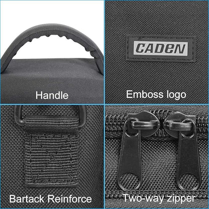 CADeN Compact Camera Shoulder Crossbody Bag Case Compatible for Nikon, Canon, Sony SLR/DSLR Mirrorless Cameras and Lenses Waterproof(1.0 S, Black)