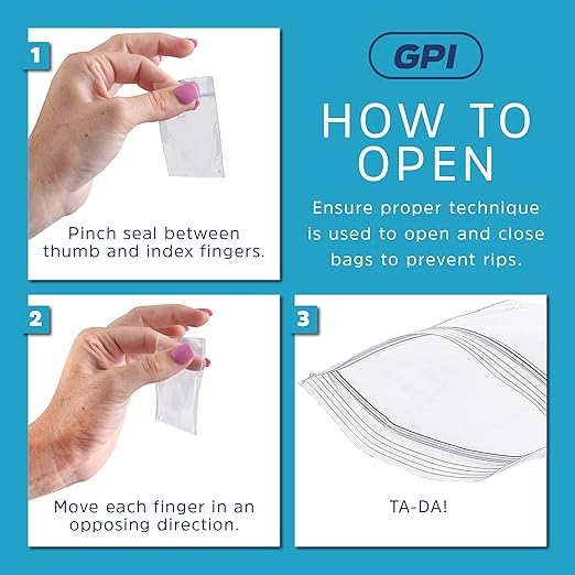 1.25 x 1.25 Inches, 2 Mil Clear Reclosable Zip Bags, Case of 200 GPI Brand