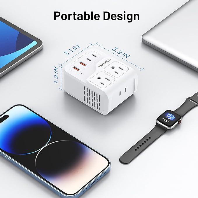 2000W Universal Travel Adapter, International Power Adapter with 3 AC Sockets, 2 USB-A & 2 USB-C (PD 20W) Ports, Worldwide Travel Essentials, European Travel Plug Adapter for UK/EU/AU