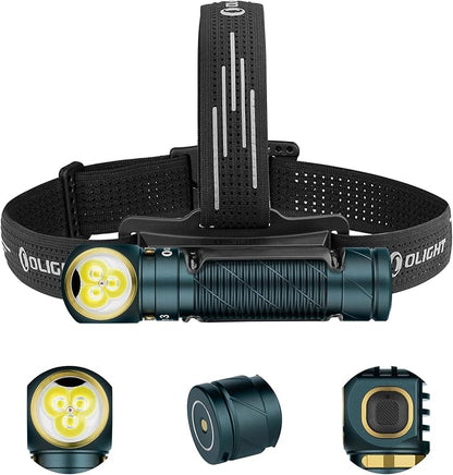 OLIGHT Perun 3 Rechargeable Headlamp Flashlight, 3000 Lumens LED Headlight with Red Light, Waterproof Head Lamp with Headband for Outdoor Camping, Hiking, Working (Dream Blue)