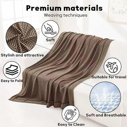 Compact Travel Blanket - Ultra Soft & Lightweight Knit Design Airplane Blanket, 53x72 Inch, Stylish Travel Shawl Wraps for Flights, Car,Travel Essentials, Gifts, Camping