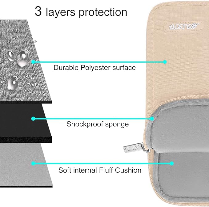 MOSISO Laptop Case 13.3 inch, 13-13.3 inch Laptop Sleeve Compatible with MacBook Air/Pro 13/Pro 14 M5 M4 M3 M2 M1, HP Dell ASUS Lenovo,Polyester Vertical Computer Sleeve Bag with Pocket, Apricot