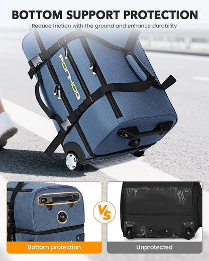 22 Inch Rolling Duffle Bag with Wheels for Men - Water Resistant Wheeled Duffle Bag for Weekend Travel & Overnight Trips, Blue