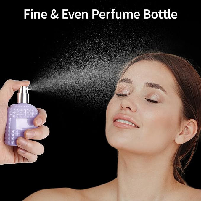 2 Pack 30ml Perfume Spray Bottles Empty, Refillable Glass Fine Mist Atomizer, Portable Travel Perfume Atomizers Fragrance Containers Sprayer for Cleaning, Essential Oils, Liquids (Purple)