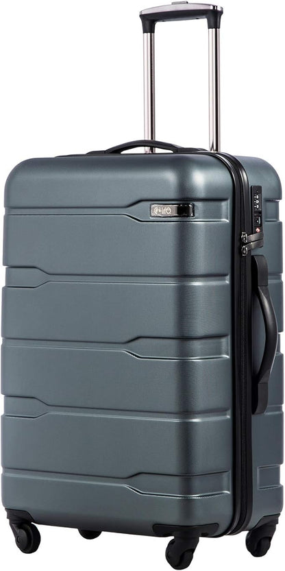 Coolife Luggage PC+ABS Expandable Hardshell Suitcase with TSA Lock, Spinner Checked Lightweight (Teal, 28in)