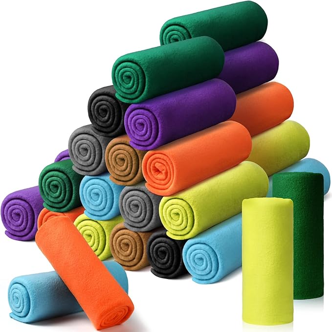 Kinlop Fleece Blanket Bulk 60 x 50 Inch Soft Lightweight Fleece Cozy Blanket Warm Throw Plush Pet Throw for Bed Couch Sofa Home Office Wedding Gifts Travel Camping(Fresh Color,40 Packs)
