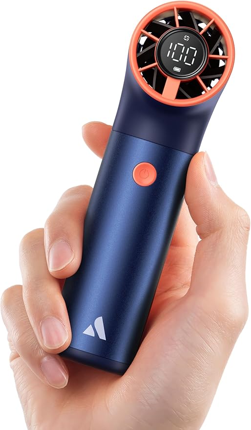 Aecooly Portable Handheld Fan, Powerful Turbo Mini Fan, 19000 RPM High Speed Aero Ultra, 15H Max Cooling Time, 7 Speeds Aluminum Case, Pocket Rechargeable Personal Small Travel GIfts for Women -Blue