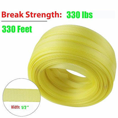 Box Packing Strapping Tool, Polypropylene Pallet/Box Strapping kit: 330' x 1/2'' Strapping and 100 pcs Plastic Buckles,Manual Packing