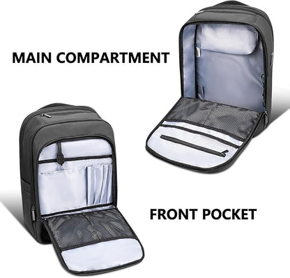 Laptop Backpack for Men Business Travel Laptop Backpack with USB Charger Lightweight Anti-Theft Water-Resistant Fits 15.6 Inch Laptop for Travel Daily Work Office College with Small Bag-Black