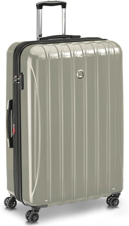 DELSEY PARIS Helium Aero Hardside Expandable Luggage with Spinner Wheels, Latte, Checked-Large 28 Inch