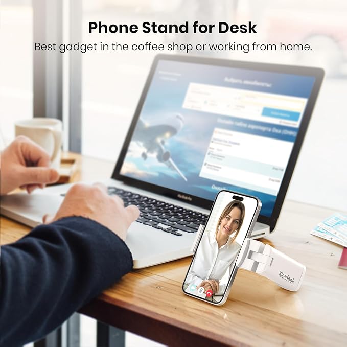Klearlook Universal Flight Phone Holder, White, Foldable, 360 Rotation, Compatible with 4.7-6.9 Inch Phones