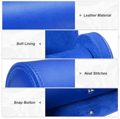 PATIKIL Watch Roll Travel Leather Case, Portable 2 Watch Roll Box with Pillow for Men Women Home Storage Display Gift Storaging Organizer, Blue