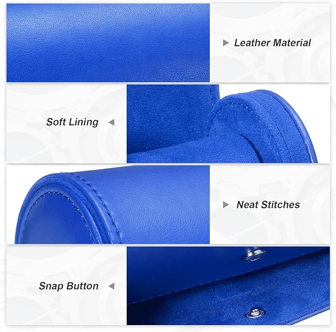 PATIKIL Watch Roll Travel Leather Case, Portable 3 Watch Roll Box with Pillow for Men Women Home Storage Display Gift Storaging Organizer, Blue