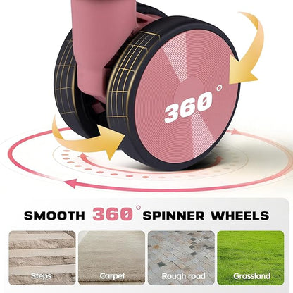 LARVENDER Luggage Sets 3 Piece, Hardside PP Carry On Luggage Suitcase with 360° Spinner Wheels Suitcase Sets for Women Men, Rose Gold
