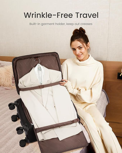 LOVEVOOK 49L Carry on Luggage 22x14x9 Airline Approved, 22 Inch Large Rolling Suitcase with Suit Folder & Spinner Wheels, Lightweight Underseat Carryon Luggage for Women Travel Business with TSA Lock