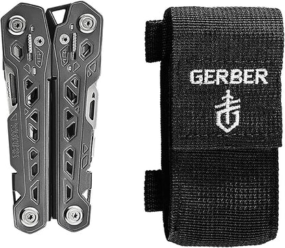 Gerber Gear Truss 17-in-1 EDC Needle Nose Pliers Multi tool - includes Pocket Knife, Screwdriver, and Bottle Opener Accessories - Gifts for Men, Fishing and Camping Gear - Gray with Standard Sheath