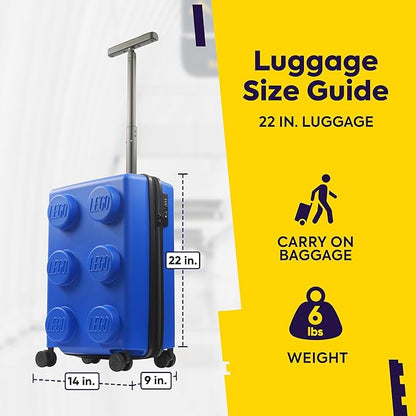 Concept One LEGO 22 Inch Carry On Luggage, Signature Trolley Expandable Hardshell Rolling Suitcase with Spinner Wheels, Blue