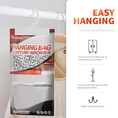 Vacplus Moisture Absorbers, Hanging Closet Dehumidifier Bags, Humidity Packs, Desiccant, Closet Dehumidifiers with Activated Charcoal, 10 Pack, 9.8 OZ