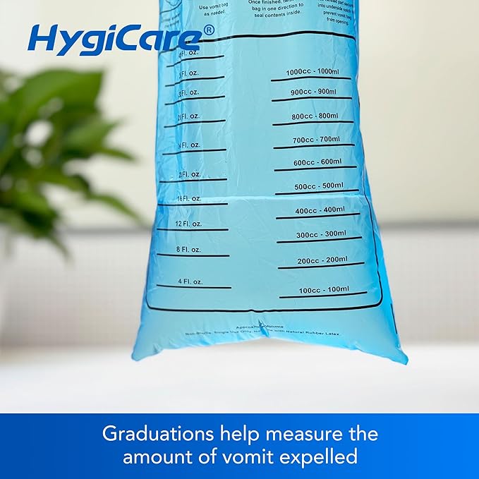 50 Count Vomit Bags, 1180mL, Portable, Leak Resistant, Medical Grade, Disposable, Barf, Puke, Throw Up, Emesis Bags, Ideal for Car, Sickness,Travel, Kids, Pregnant Women