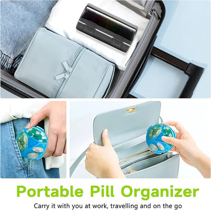 Weekly Pill Organizer Medicine Container, Round Pills Cases Organizers 7 Day 3 Times A Day with Large Compartments, BPA Free Medication Separator Storage to Hold Vitamin, Fish Oils, Supplement