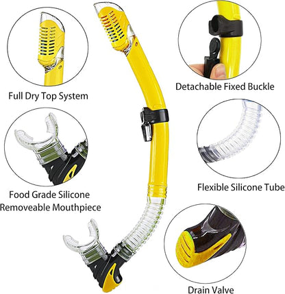 Snorkeling Gear for Adults with Fins Scuba Diving Gear Adult Professional Travel Snorkel Sets with Flippers,Anti-Fog Anti-Leak Diving Mask