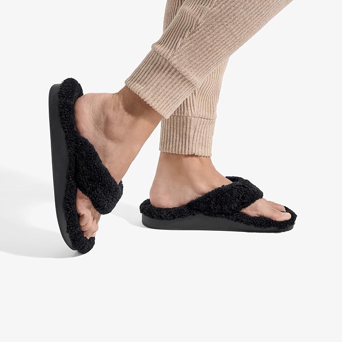 OLUKAI Kipe'a Heu Women's Sandal Slippers, Soft & Comfortable Shearling-Wrapped Straps, Durable Rubber Outsoles for All-Day Wear, Causal & Cute Everyday Style