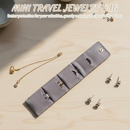 3 Pack Soft Organizer Pouches for Earrings Rings Accessories, Mini Jewelry Travel Case, Beige Pink Gray Compact Storage Bags, Lightweight Portable Jewelry Organizer
