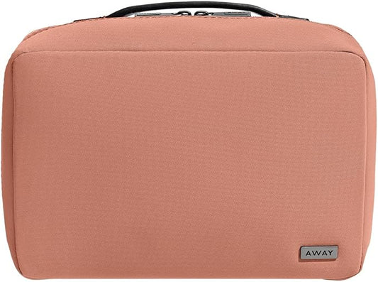 Away Small Toiletry Bag, Travel Essentials Organizer with Mesh and Clear Pockets, Waterproof, Easy to Clean, Compact Travel Pouch, Clay Pink