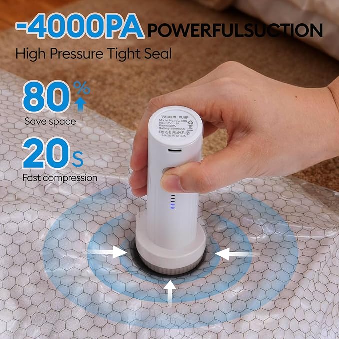 Vacuum Seal Bags for Clothing Travel with Electric Pump, Space Saver Vacuum Storage Bags Sealed, 13 Pack Compression Packing Bags for Luggage, Blankets Clothes, Comforter (2 Jumbo+3 L+3 M+5 S)