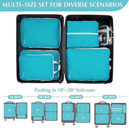 Gonex Compression Packing Cubes, 3pcs/4pcs Expandable Storage Travel Luggage Bags Organizers