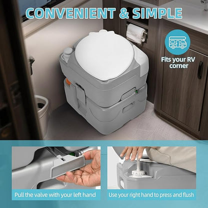 YITAMOTOR 5.8 Gal Portable Toilet for Adults, Camping Porta Potty with Diagonal Elongated Bowl Seat, Sprayer, Bag, Level Indicator, Anti-Leak RV Travel Porta Potty for Outdoors Indoors Hospital Boat