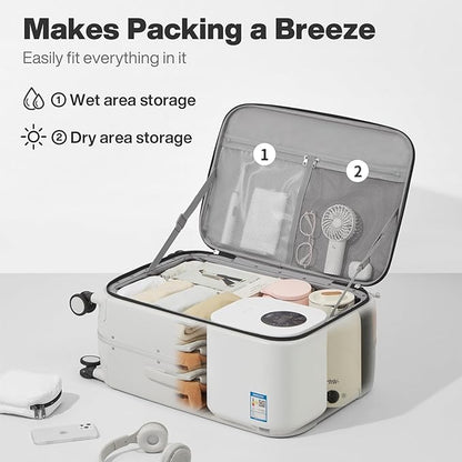 mixi 26 Inch Large Checked Luggage PC Hard Shell Suitcase Top Opening Aluminum Frame Travel Suitcases with Wheels, Smoke White