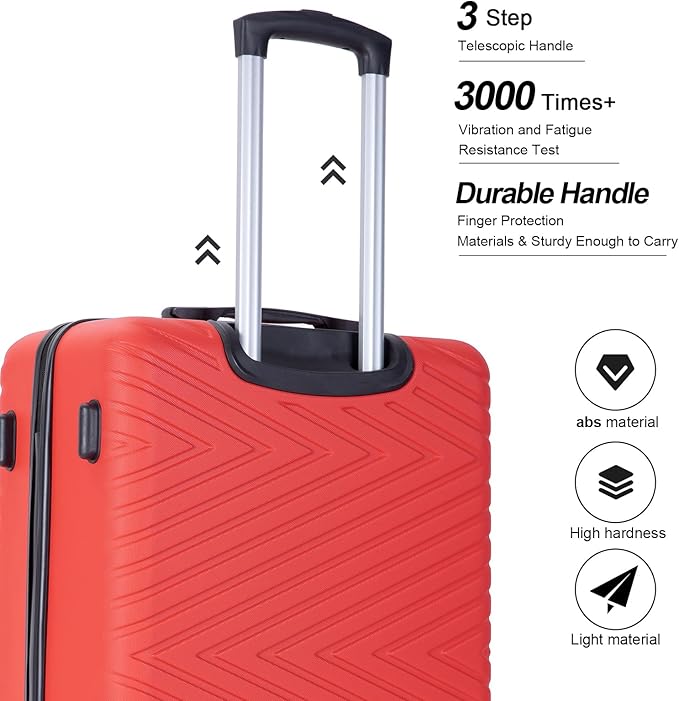 4-Piece Hardside Luggage Set with TSA Lock, Lightweight ABS Suitcases With Spinner Wheel Scratch Resistant, 16/20/24/28 inch, Vibrant Red