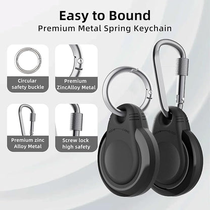 Waterproof Holder for AirTag Keychain Lock Case for Apple AirTags Keyring Durable Lightweight Cover for AirTag for Keys Kids Luggage Backpacks Pet Collar Black 4Pack