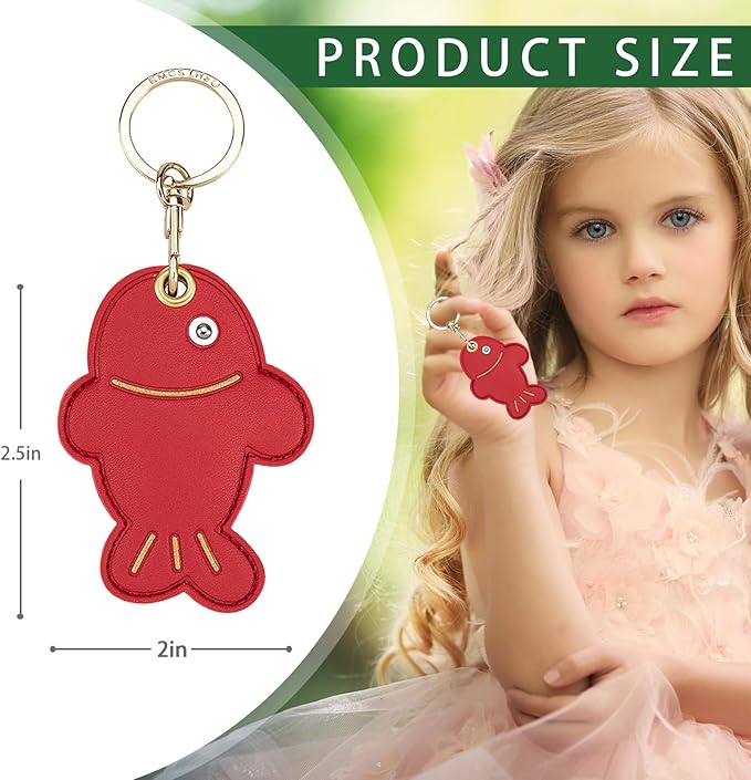 Leather Keychain Case Holder Compatible with Apple AirTag, GPS Airtag Keychain Finder Tracker with Key Ring, Anti-Scratch Protective Air Tag Cover