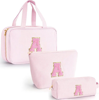 Christmas Gifts for Women Teen Girls - Stocking Stuffers Toiletry Bag Initial Makeup Bag | Travel Cosmetic Bag | 8 9 10 11 12 13 14 15 16 Years Old Girl Gifts Trendy Stuff - Pink A