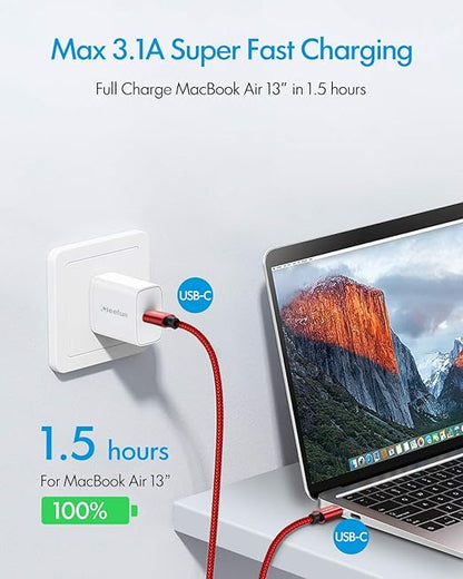 CLEEFUN USB C to USB C Cable 60W, USBC to USBC, [5-Pack, 3 ft] Type C to C Charger Cord Fast Charging for iPhone 16 15 Pro Max/Plus, for iPad/MacBook Pro/Air, for Samsung Galaxy S25 S24 S23