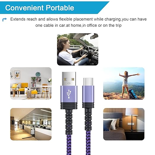 USB-A to USB C Charger Braided Cord 3Pack 3/6/10FT Long USB A to Type C Charger Cable Fast Charging for Samsung Galaxy S25 S24 S23 Ultra,S23+,A14,A13,S22 Ultra,S21 FE,A54,A04S,S20 S10 S9,Pixel 7a 7 6