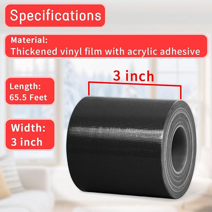 Birllaid Black Window Weather Sealing Tape, Window Insulation Air Conditioner Seal Tape, 3 Inch x 65 FT Waterproof Blocker for Cold Heat Air, Windproof, No Residue Strong adheisve