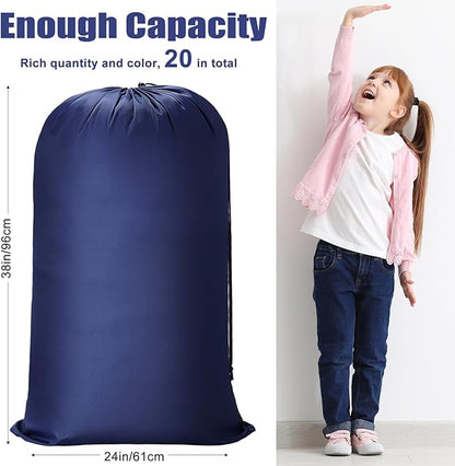 20 Pcs Laundry Bag Washable Travel Laundry Bags with Drawstring Lock Closure Large Heavy Duty for Camping Tent Blankets Dirty Clothes Yarn Fabric Storage, Multi Use(Mixed Color)