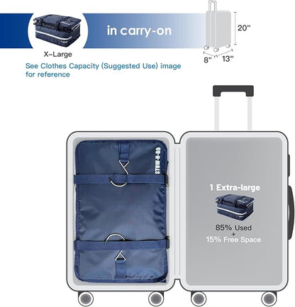 Grand Fusion Stow-N-Go Travel Luggage Organizer – Portable Hanging Travel Shelves, Carry-On Closet Organizer, Hanging Packing Cubes, Collapsible Carry-On Organizer for Cruises & Hotels. Blue - XL