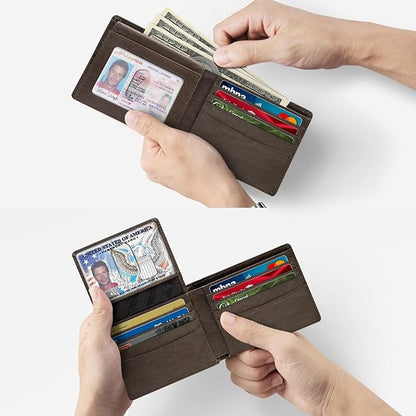Zitahli Wallet for Men 12 Card Holder Slim Rfid Leather 2 ID Window Wallets With Gift Box Men's Accessories